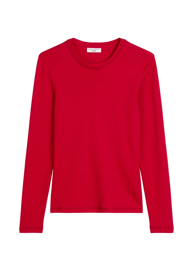 T-Shirt, LSL, Roundneck, Flatlock, Red Mulberry