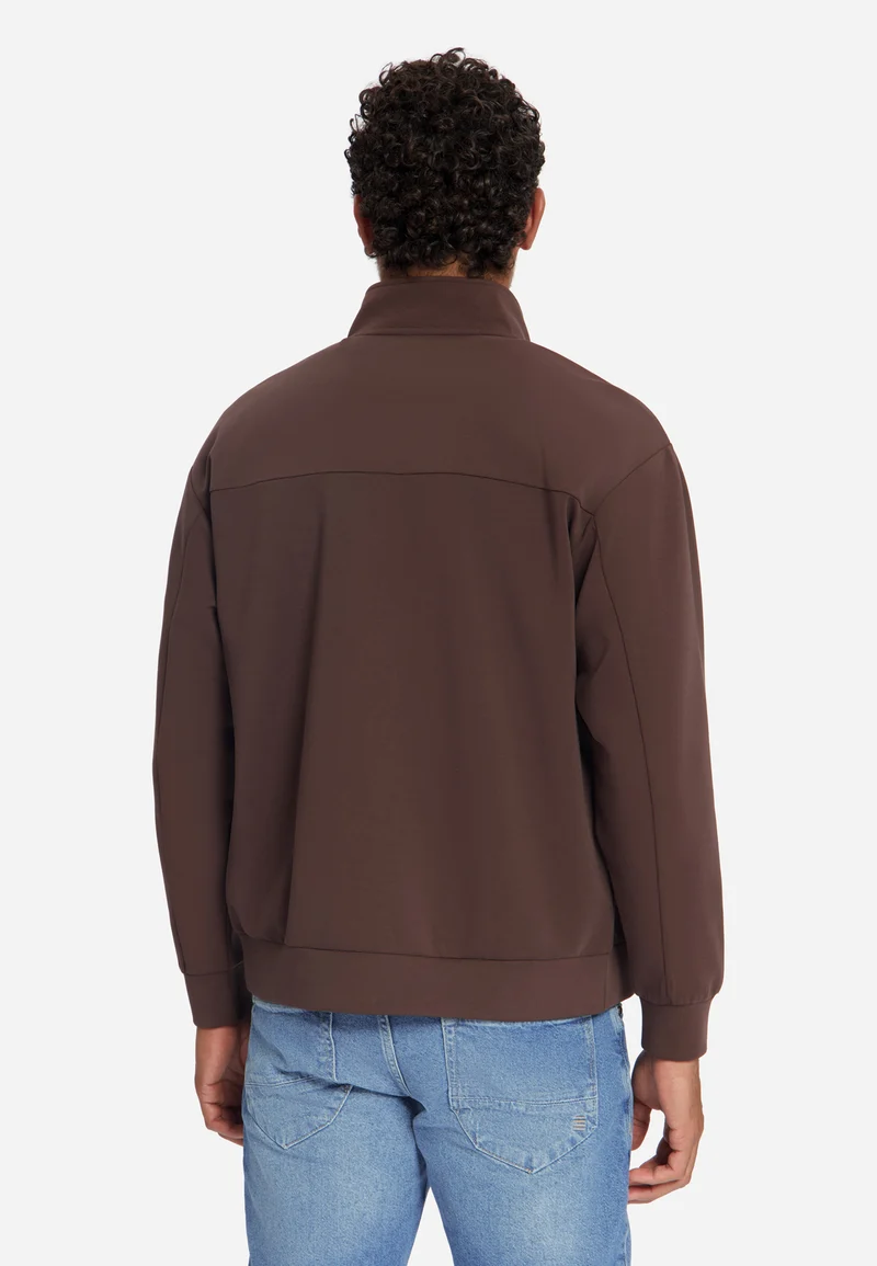 Sweater Full Zip SU Collar, Dark Brown