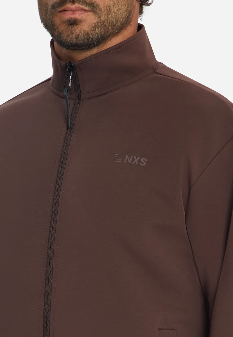 Sweater Full Zip SU Collar, Dark Brown