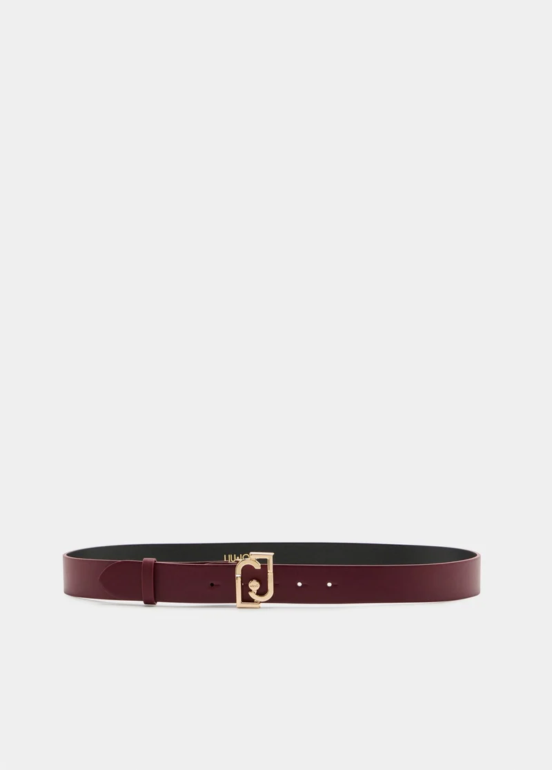 Belt with logo buckle
