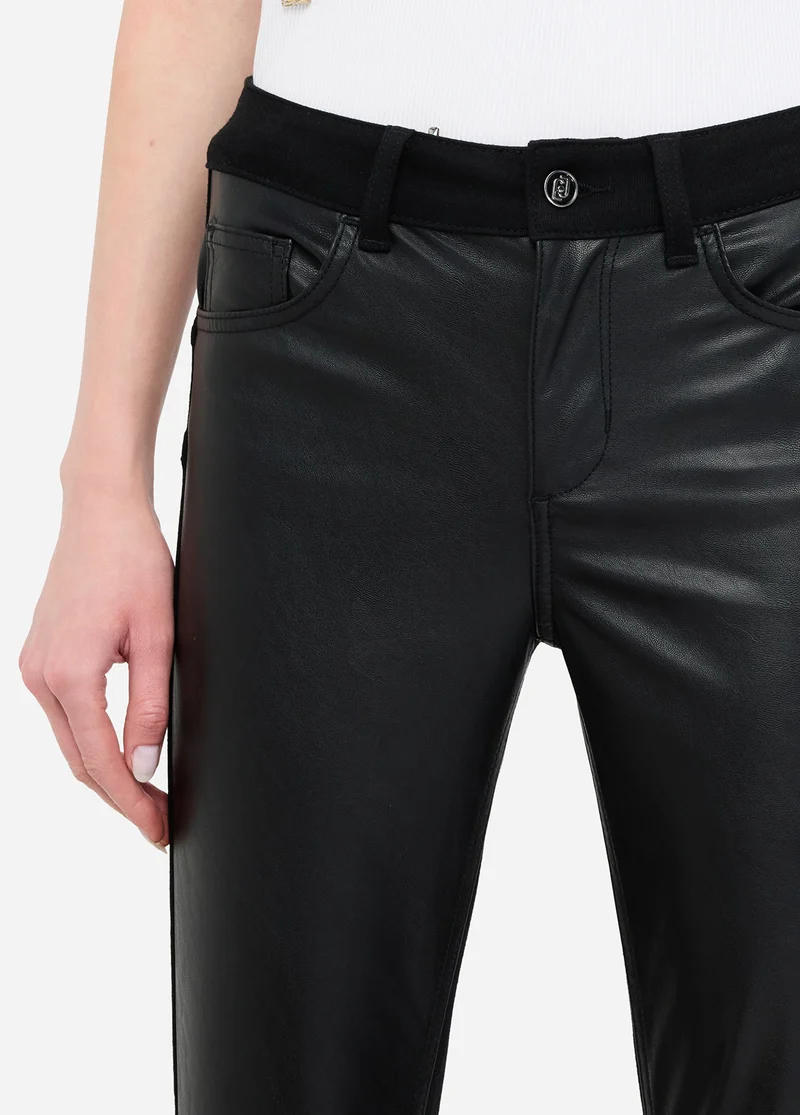 Slim-Fit Coated Fabric Trousers