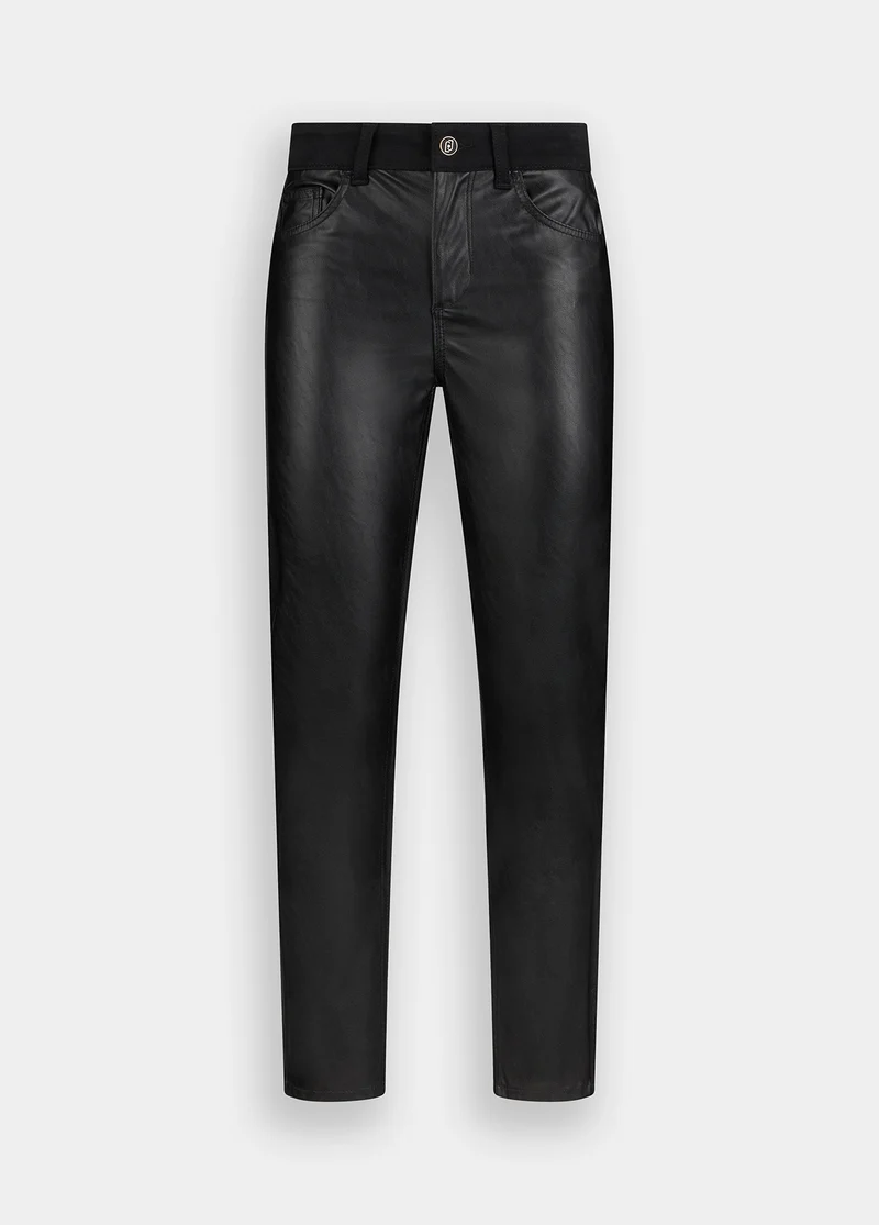 Slim-Fit Coated Fabric Trousers