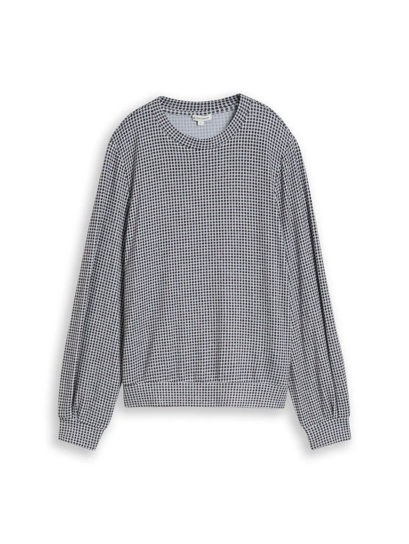 T-shirt cozy alloverprint, brown dot on blue melange
