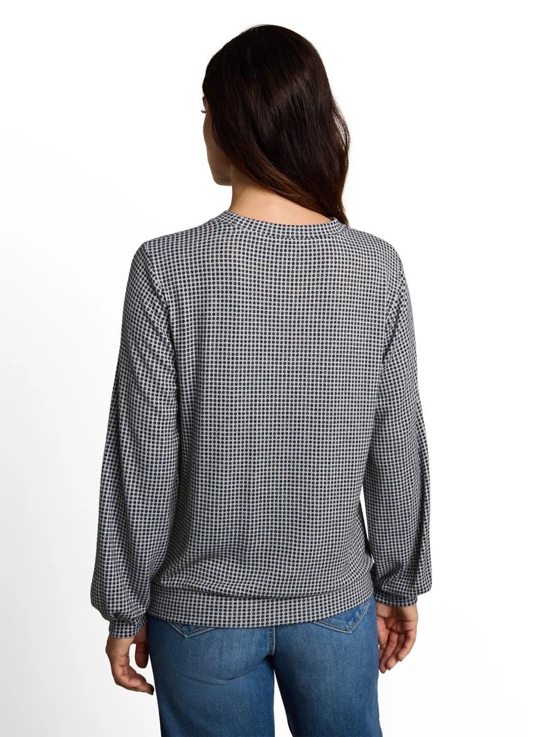 T-shirt cozy alloverprint, brown dot on blue melange
