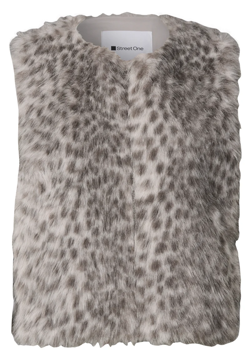 Fake Fur Vest w. AOP, clay sand