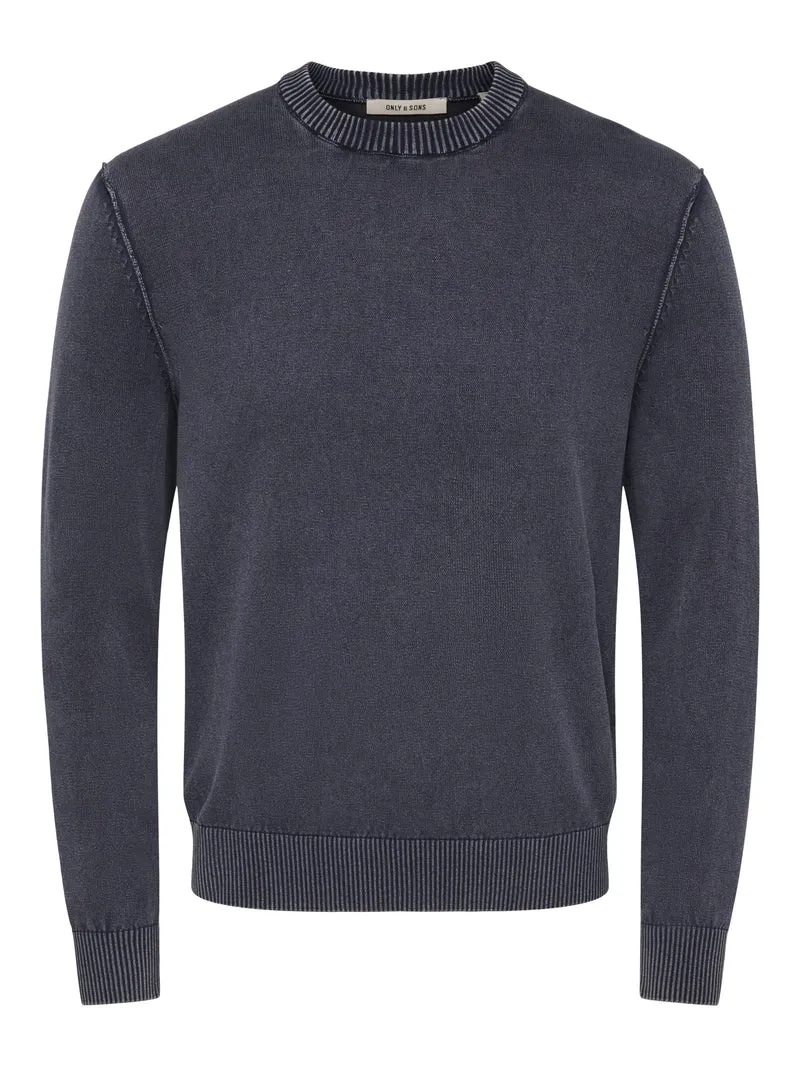 ONSGARSON LS REG WASH CREW KNIT, Dark Sapphire