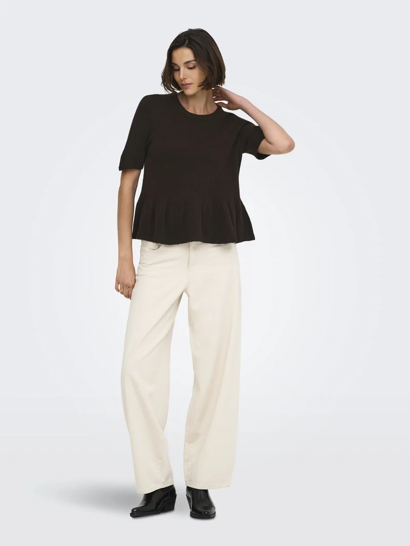 JDYBRILLIANT LIFE S/S ON PEPLUM PUL, Coffee Bean/MELANGE