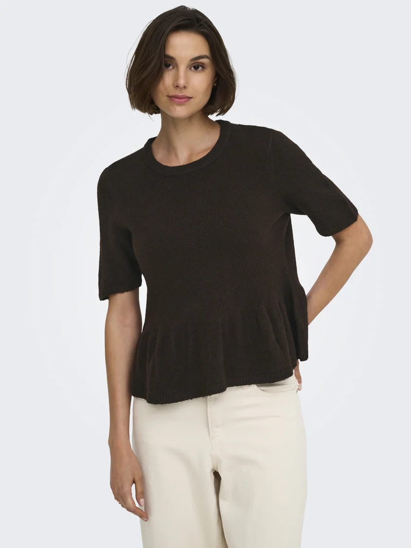 JDYBRILLIANT LIFE S/S ON PEPLUM PUL, Coffee Bean/MELANGE