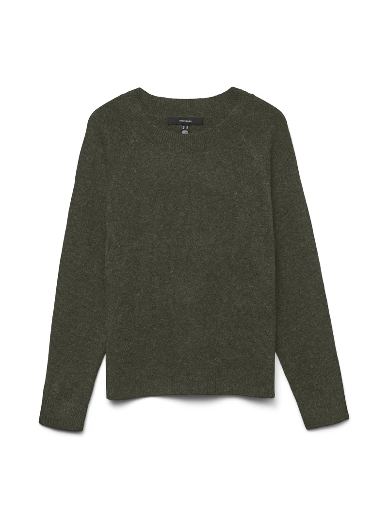 VMDOFFY LS O-NECK BLOUSE GA NOOS, Forest Night/W. BLACK MELANGE