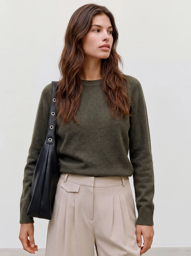VMDOFFY LS O-NECK BLOUSE GA NOOS, Forest Night/W. BLACK MELANGE