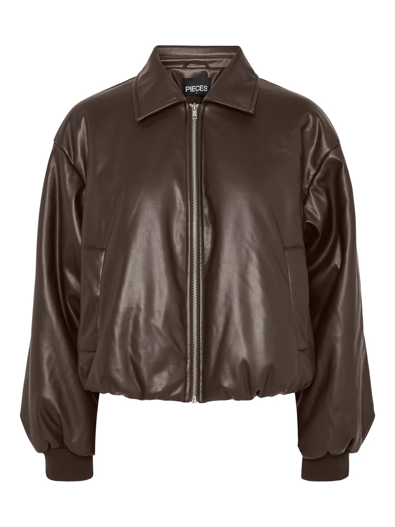 PCLARA PADDED COATED BOMBER JACKET, Hot Fudge