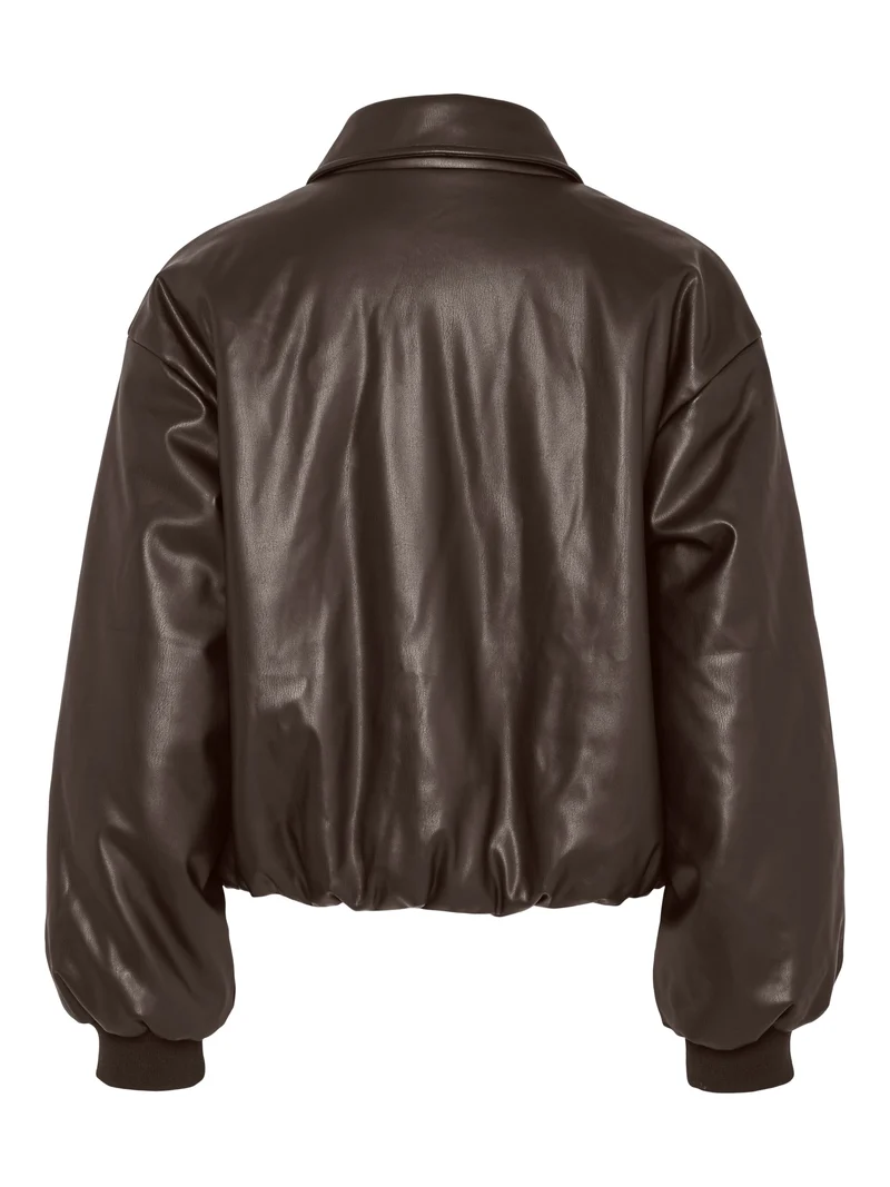 PCLARA PADDED COATED BOMBER JACKET, Hot Fudge