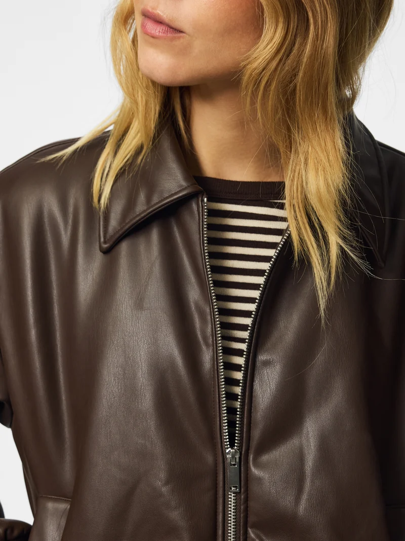 PCLARA PADDED COATED BOMBER JACKET, Hot Fudge