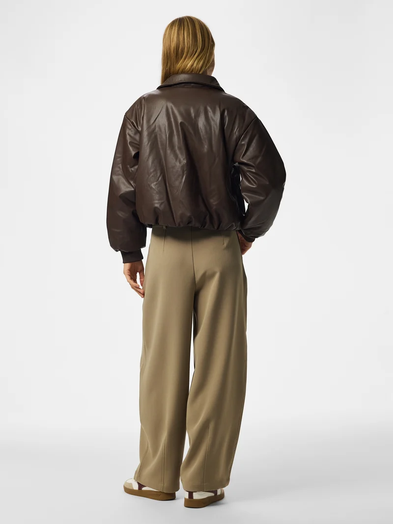 PCLARA PADDED COATED BOMBER JACKET, Hot Fudge