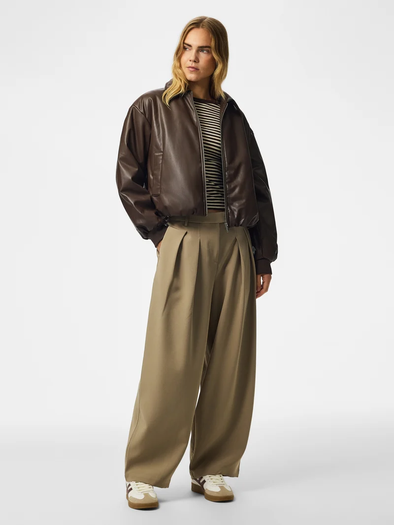 PCLARA PADDED COATED BOMBER JACKET, Hot Fudge