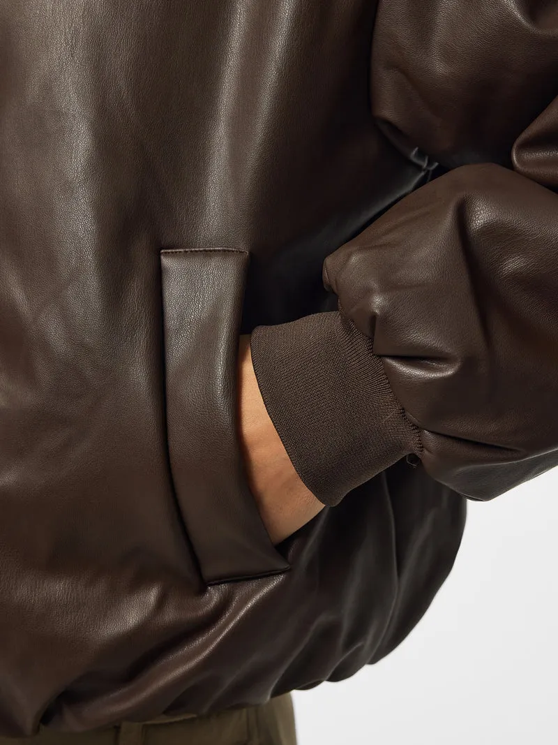 PCLARA PADDED COATED BOMBER JACKET, Hot Fudge