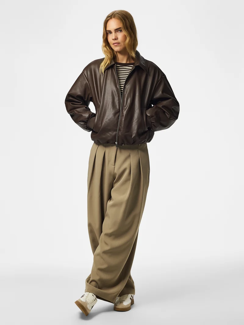 PCLARA PADDED COATED BOMBER JACKET, Hot Fudge