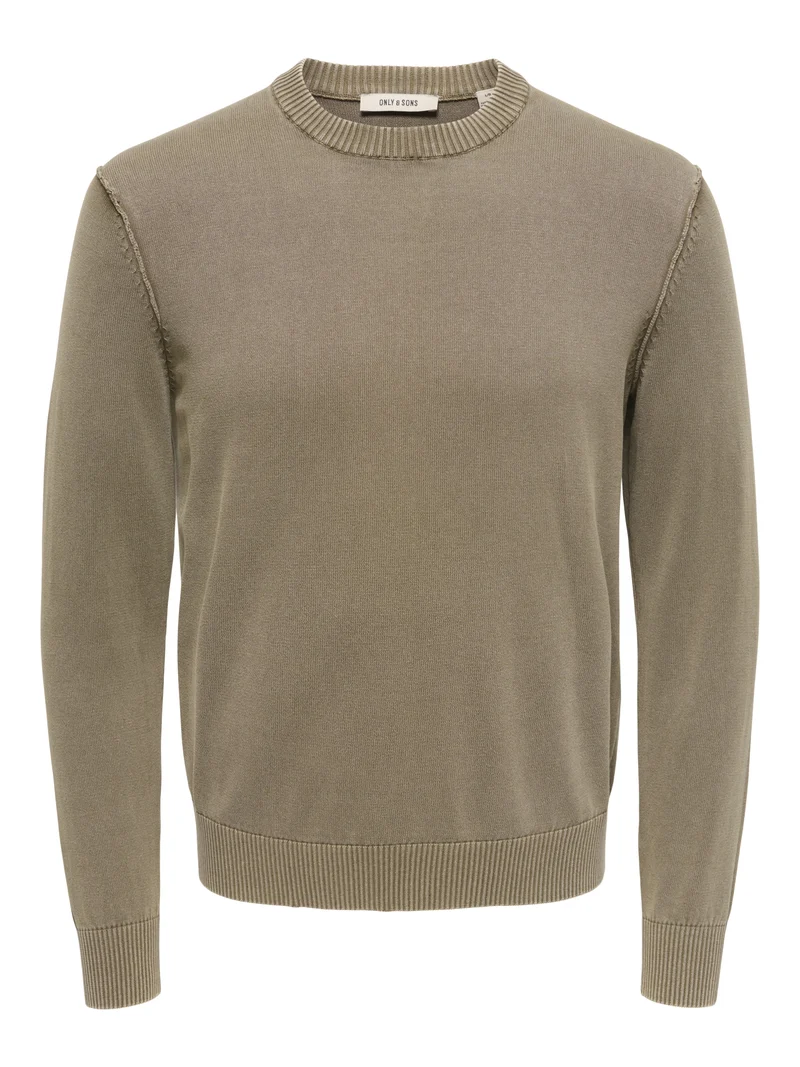 ONSGARSON LS REG WASH CREW KNIT, Chinchilla