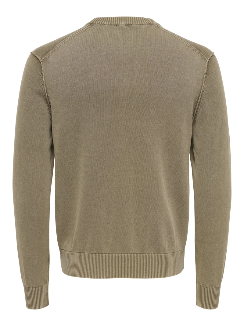 ONSGARSON LS REG WASH CREW KNIT, Chinchilla