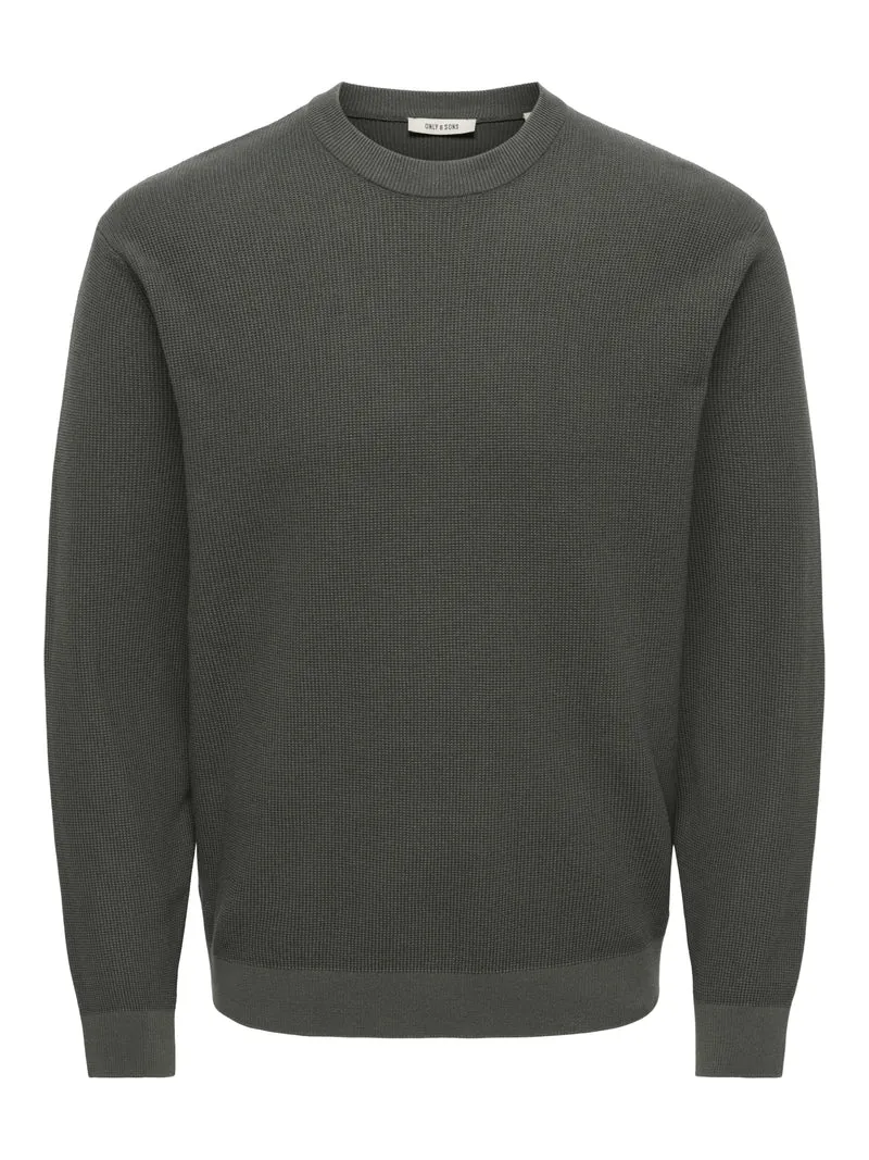 ONSTONY RLX 12 LS WAFFLE CREW KNIT, Beluga
