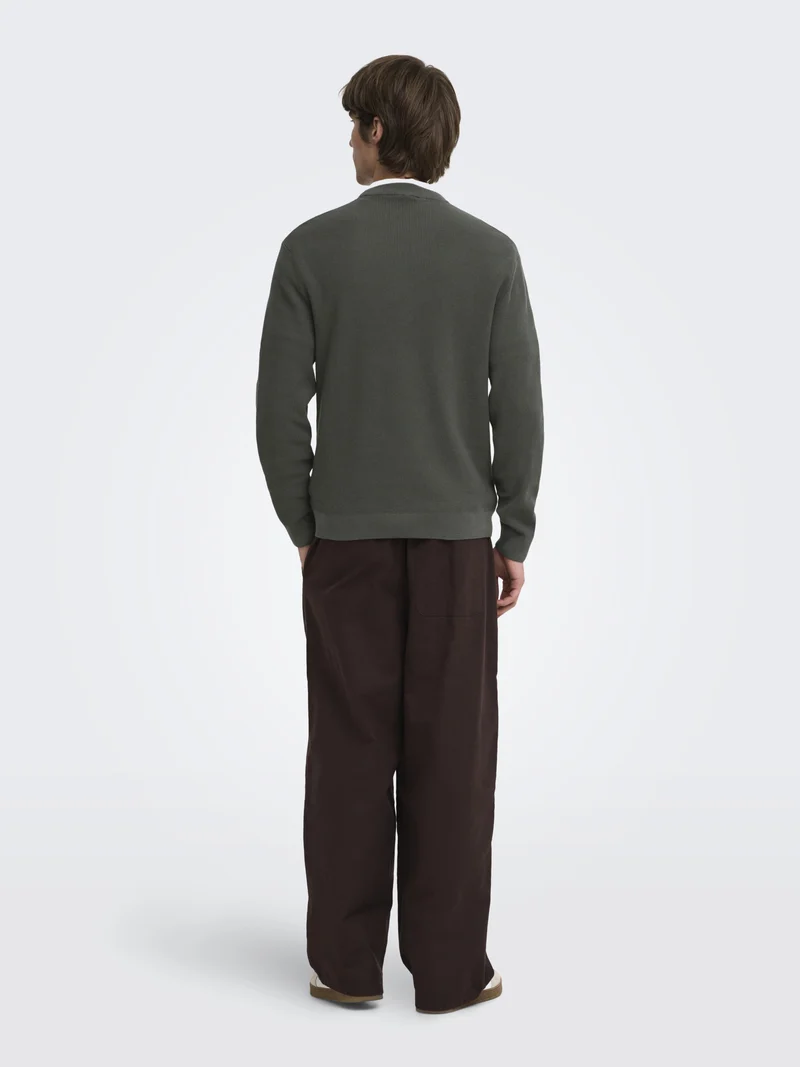 ONSTONY RLX 12 LS WAFFLE CREW KNIT, Beluga