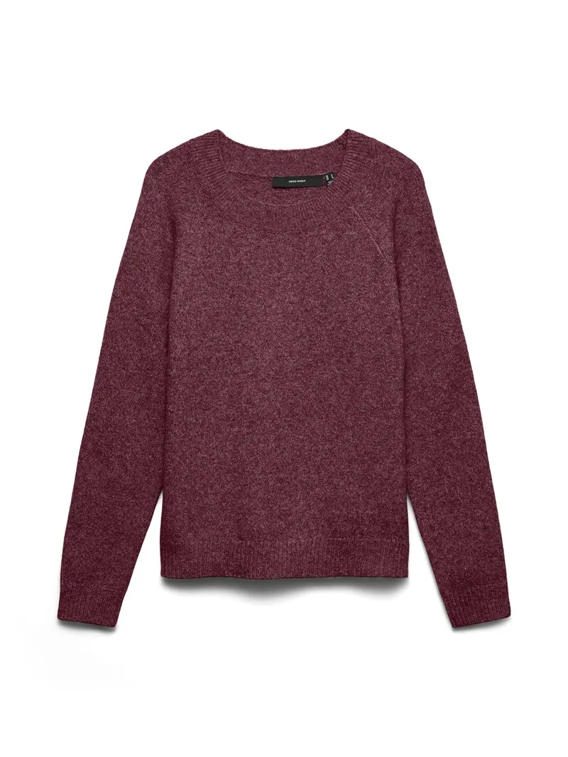 VMDOFFY LS O-NECK BLOUSE GA NOOS, Windsor Wine/W. BLACK MELANGE