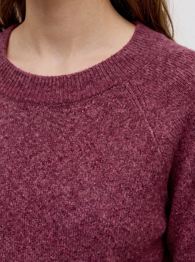VMDOFFY LS O-NECK BLOUSE GA NOOS, Windsor Wine/W. BLACK MELANGE