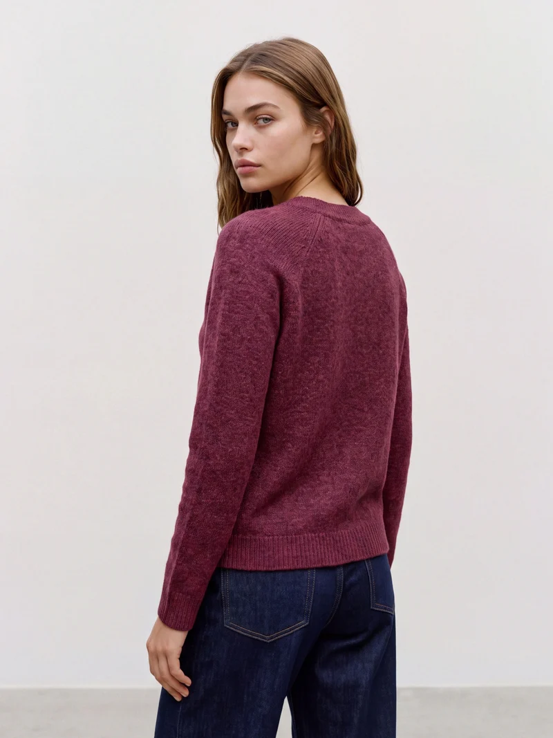 VMDOFFY LS O-NECK BLOUSE GA NOOS, Windsor Wine/W. BLACK MELANGE