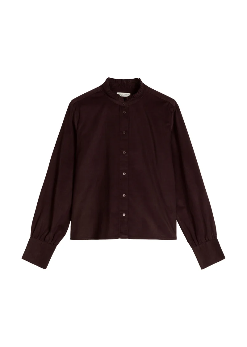Woven Blouse, LSL, solid, Black Cherry