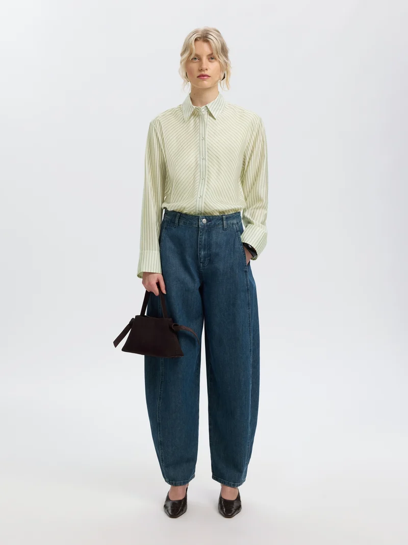 SLWCONNIE LS RELAXED SHIRT, Egret/STRIPE