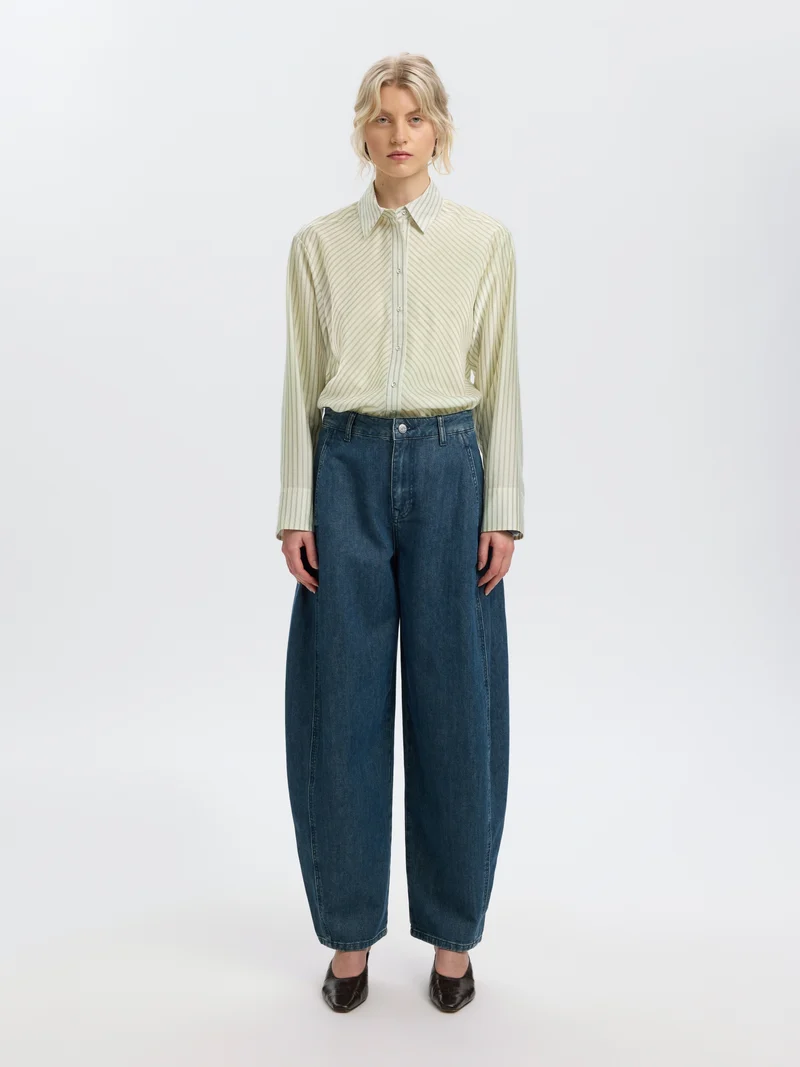 SLWCONNIE LS RELAXED SHIRT, Egret/STRIPE
