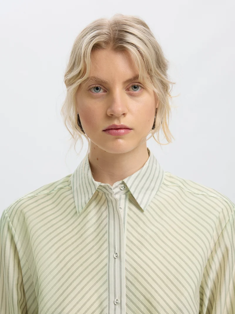 SLWCONNIE LS RELAXED SHIRT, Egret/STRIPE
