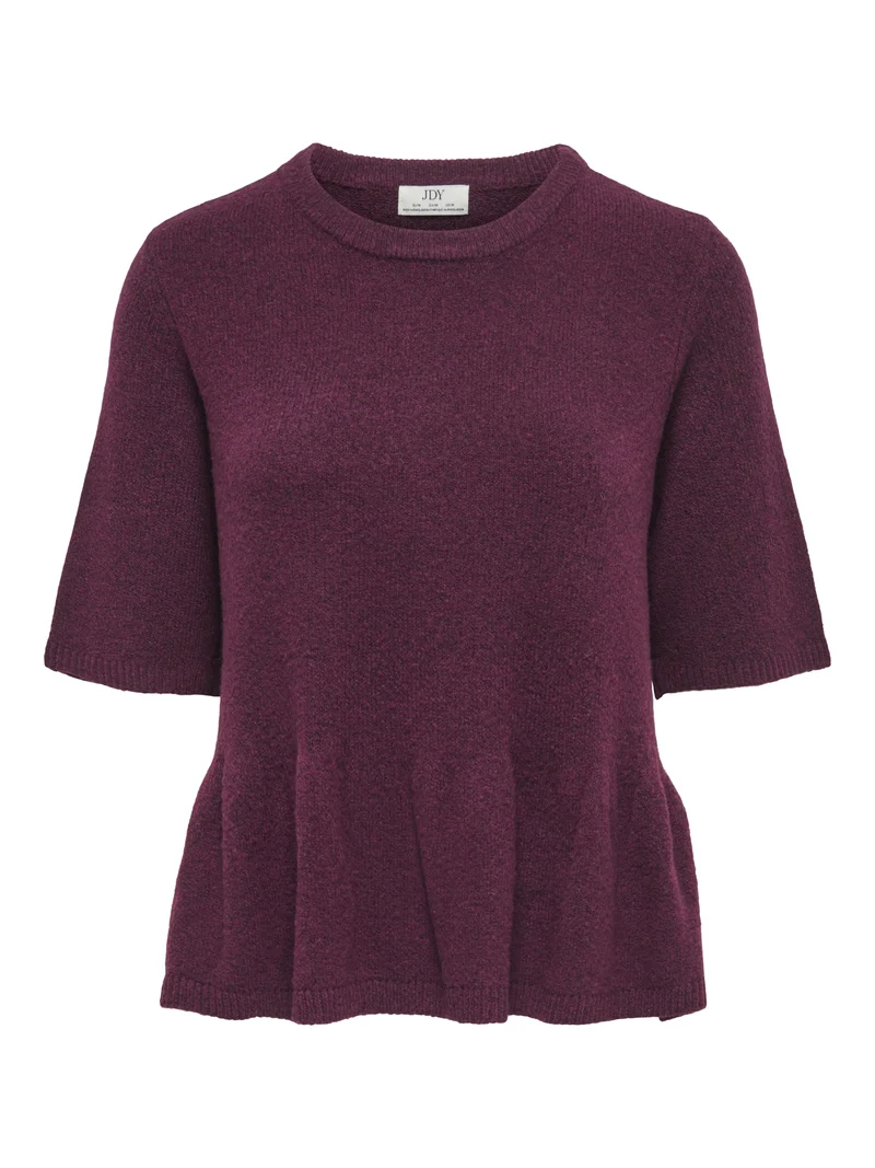 JDYBRILLIANT LIFE S/S ON PEPLUM PUL, Windsor Wine/MELANGE