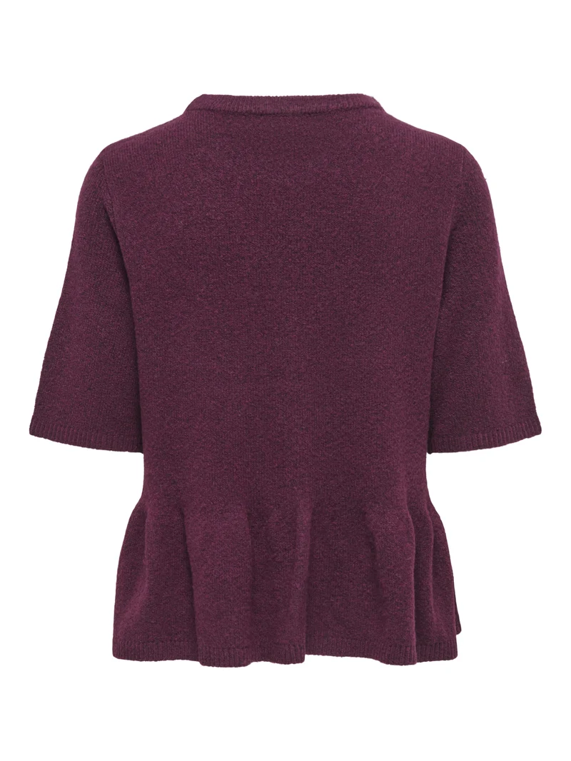 JDYBRILLIANT LIFE S/S ON PEPLUM PUL, Windsor Wine/MELANGE
