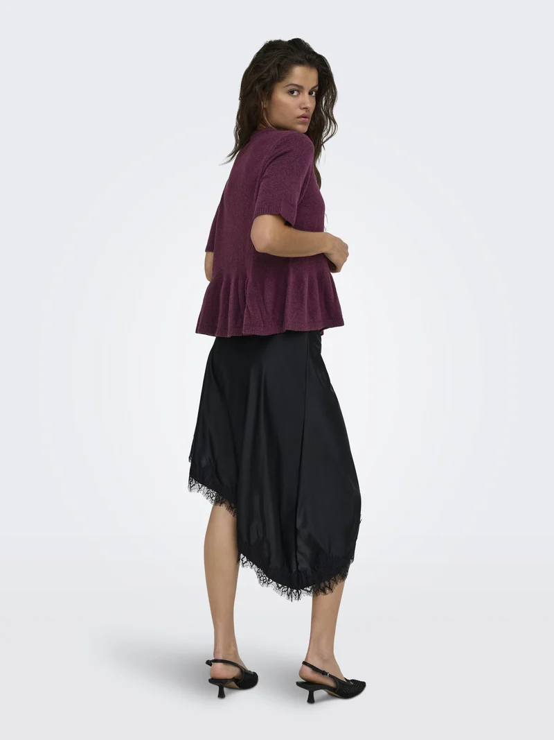 JDYBRILLIANT LIFE S/S ON PEPLUM PUL, Windsor Wine/MELANGE