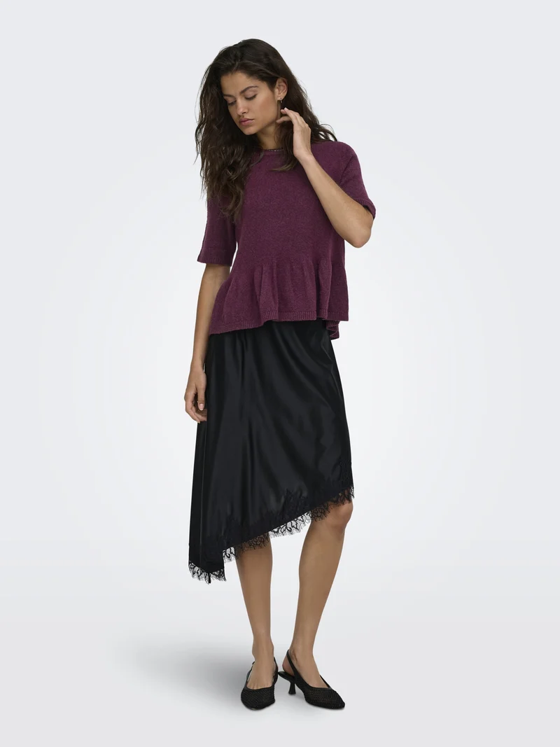 JDYBRILLIANT LIFE S/S ON PEPLUM PUL, Windsor Wine/MELANGE