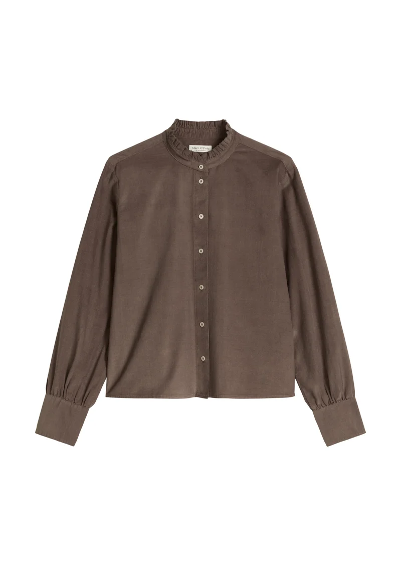 Woven Blouse, LSL, solid, Stone Taupe