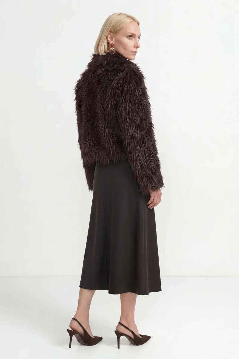 Long Hair Faux Fur Jacket, chocolate torte