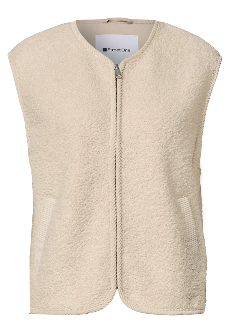 Short Teddy Vest w. Corduroy D, soft fawn beige