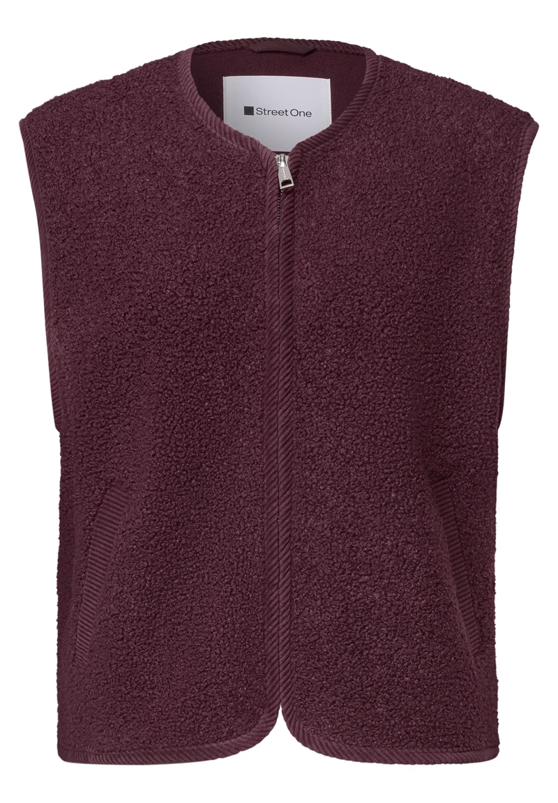 Short Teddy Vest w. Corduroy D, rustic rouge