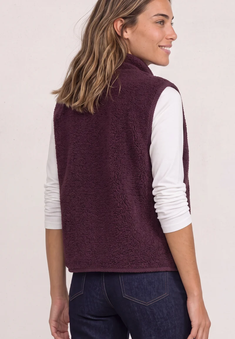 Short Teddy Vest w. Corduroy D, rustic rouge