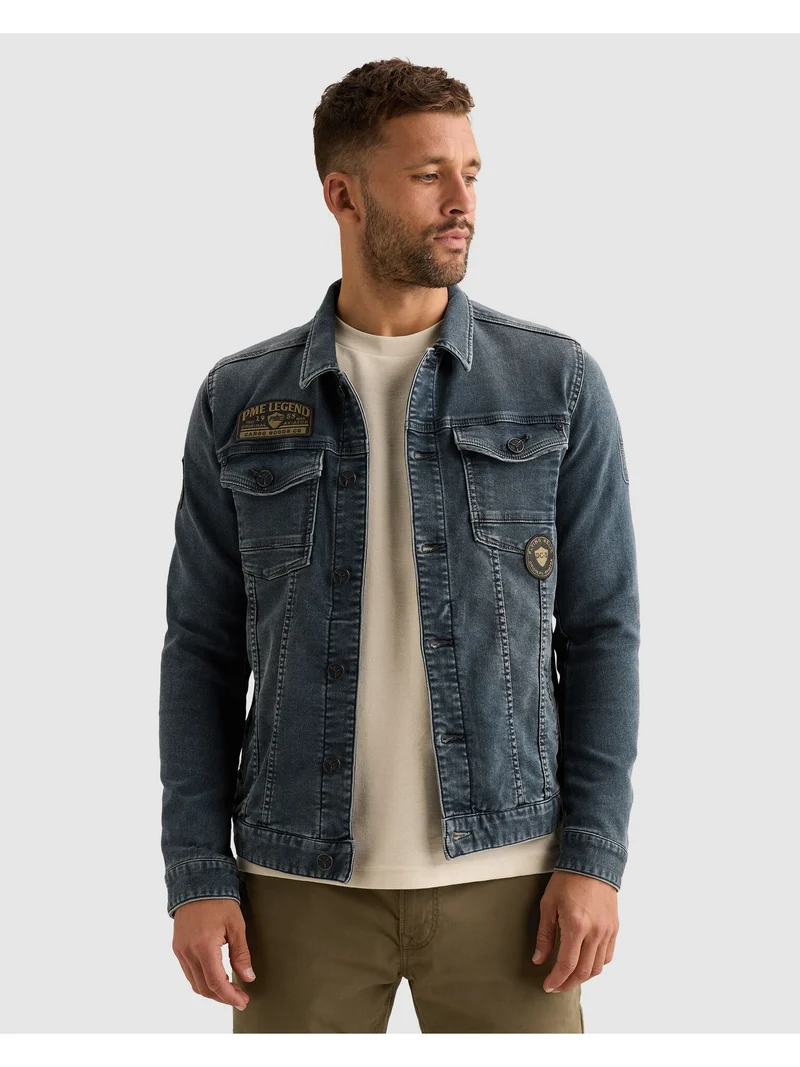 DENIM JACKET GREYBLUE SWEAT DENIM, Green Stone Denim
