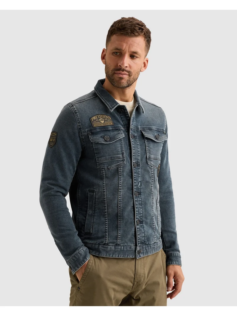 DENIM JACKET GREYBLUE SWEAT DENIM, Green Stone Denim