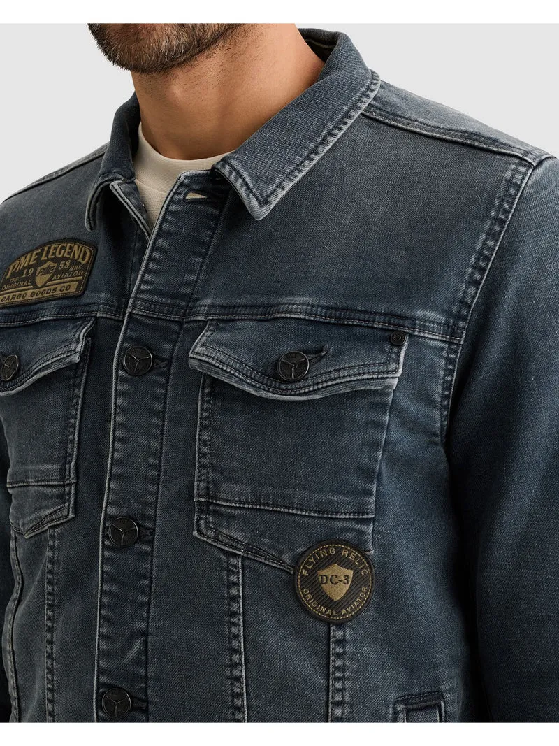 DENIM JACKET GREYBLUE SWEAT DENIM, Green Stone Denim