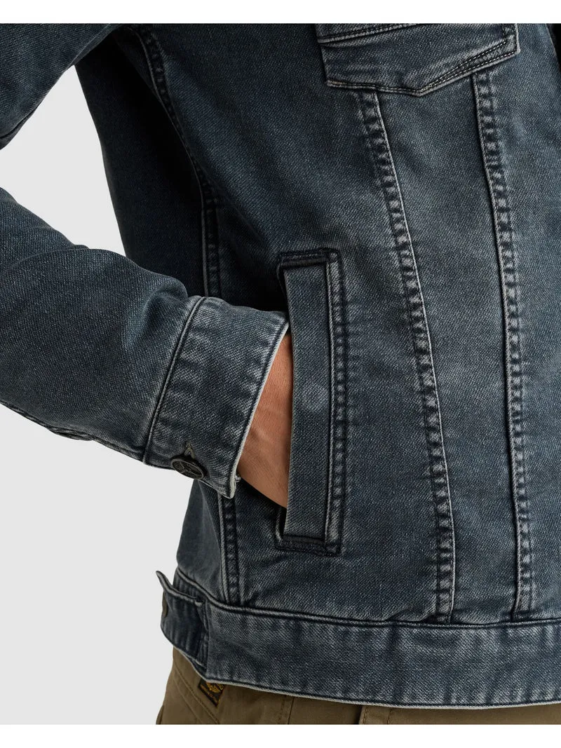 DENIM JACKET GREYBLUE SWEAT DENIM, Green Stone Denim