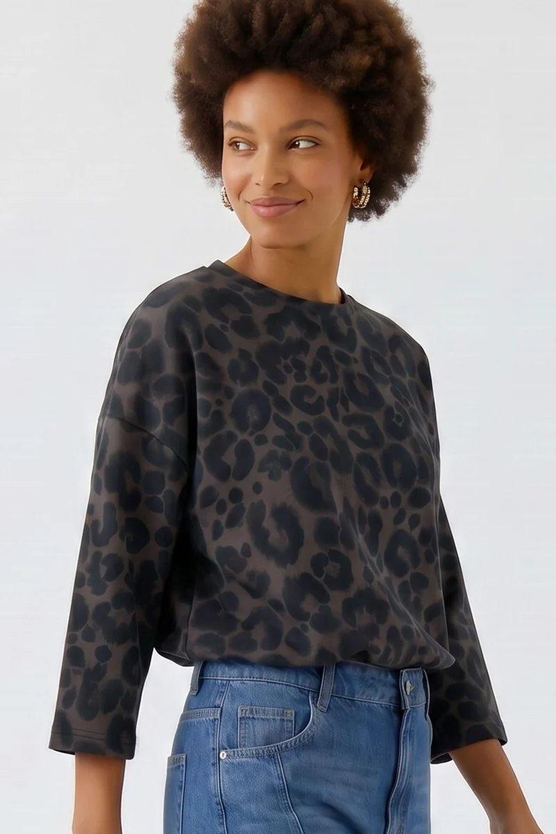 Sweatshirt, dk brown grey