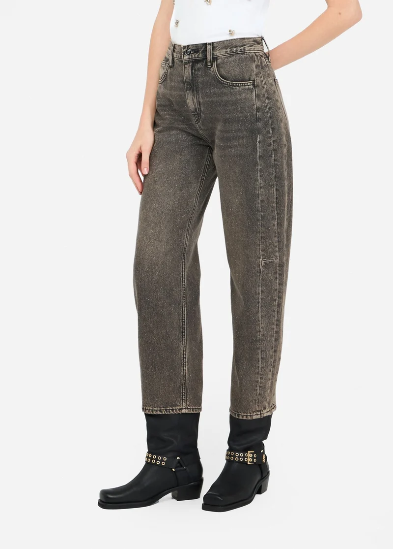 Boyfriend jeans with glittery detailing