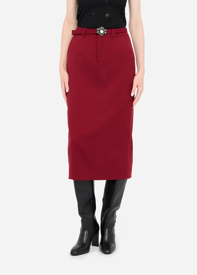 Midi Skirt with Bejewelled Belt