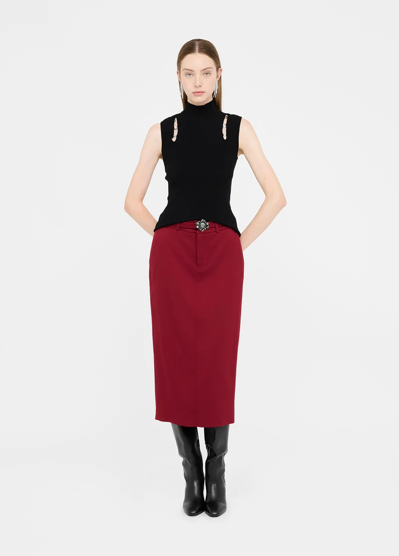 Midi Skirt with Bejewelled Belt