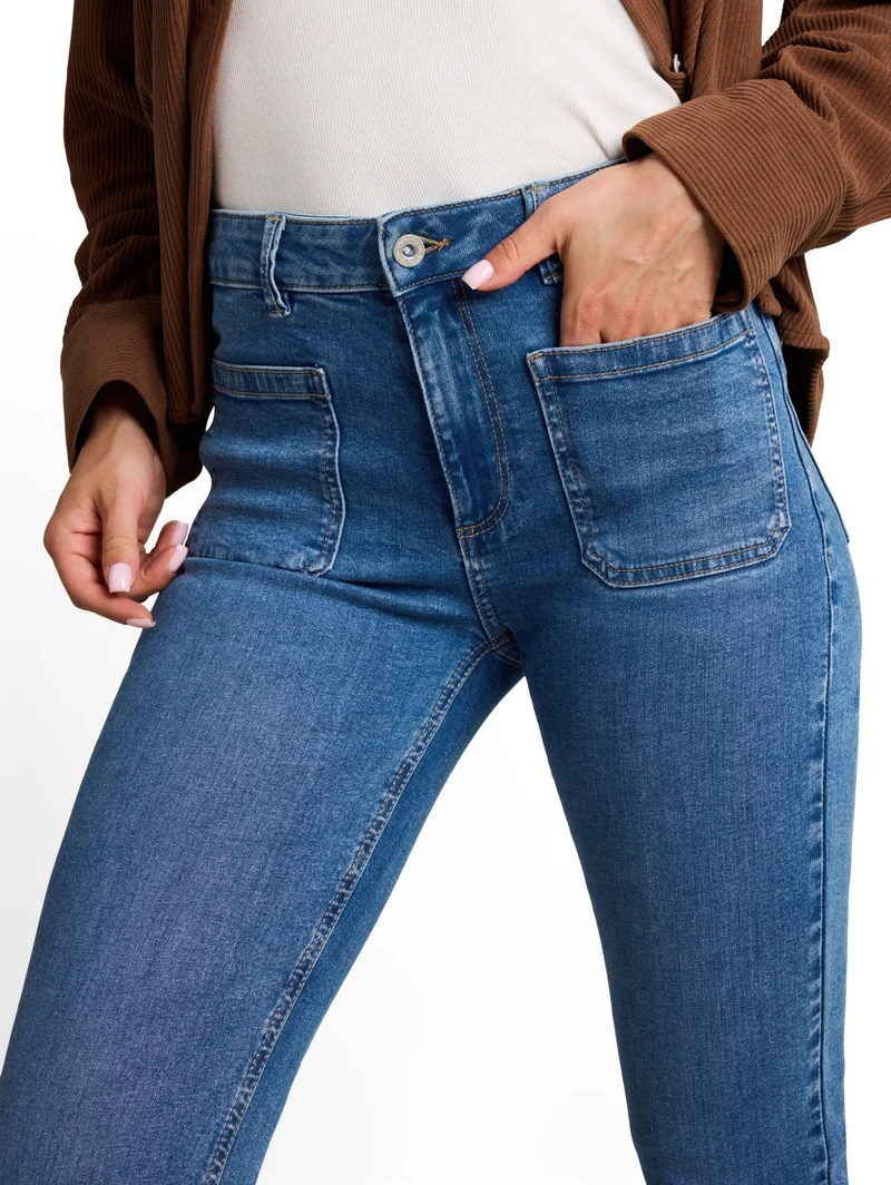 TTSTELLA BOOTCUT, Clean Mid Stone Blue Denim